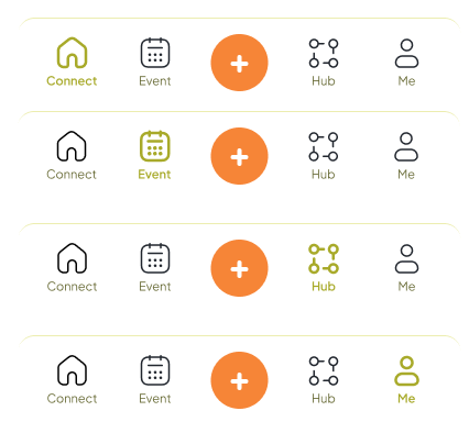 Refined navigation bar icons in each active state